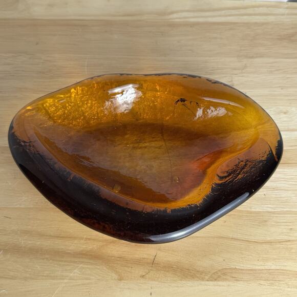 Blenko Other - MCM Blenko Freeform Chunky Amber Glass Amoeba Sculpture Disha